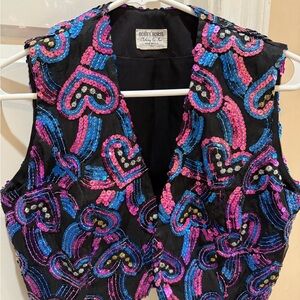 Hobby Horse show Sequin Heart Vest - Black, Pink, Blue